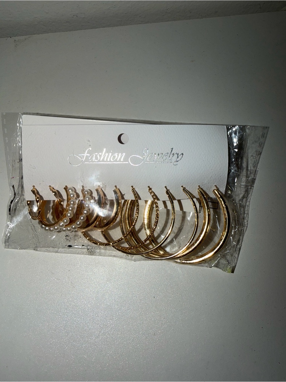 Gold and Pearl Accent Hoops - Fashion Jewelry Set